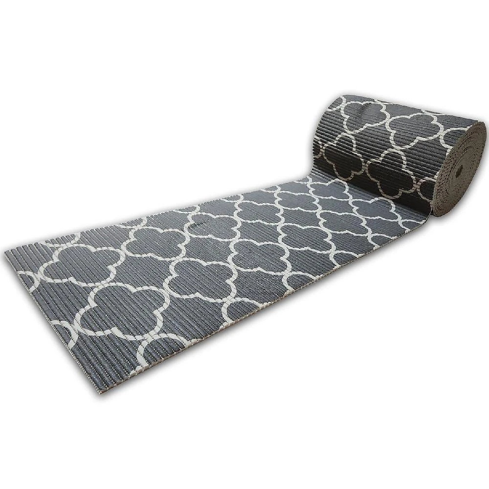 Tapete Passadeira Emborrachada Pvc Antiderrapante 0,65x3,00m Xadrez Cinza Marrom webcontinental-7908637334143