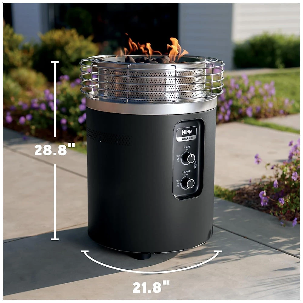 Ninja Fireside360 Aquecedor Externo com 3 Modos: Chama, Calor e Chama + Calor - Portátil e Sem Fumaça