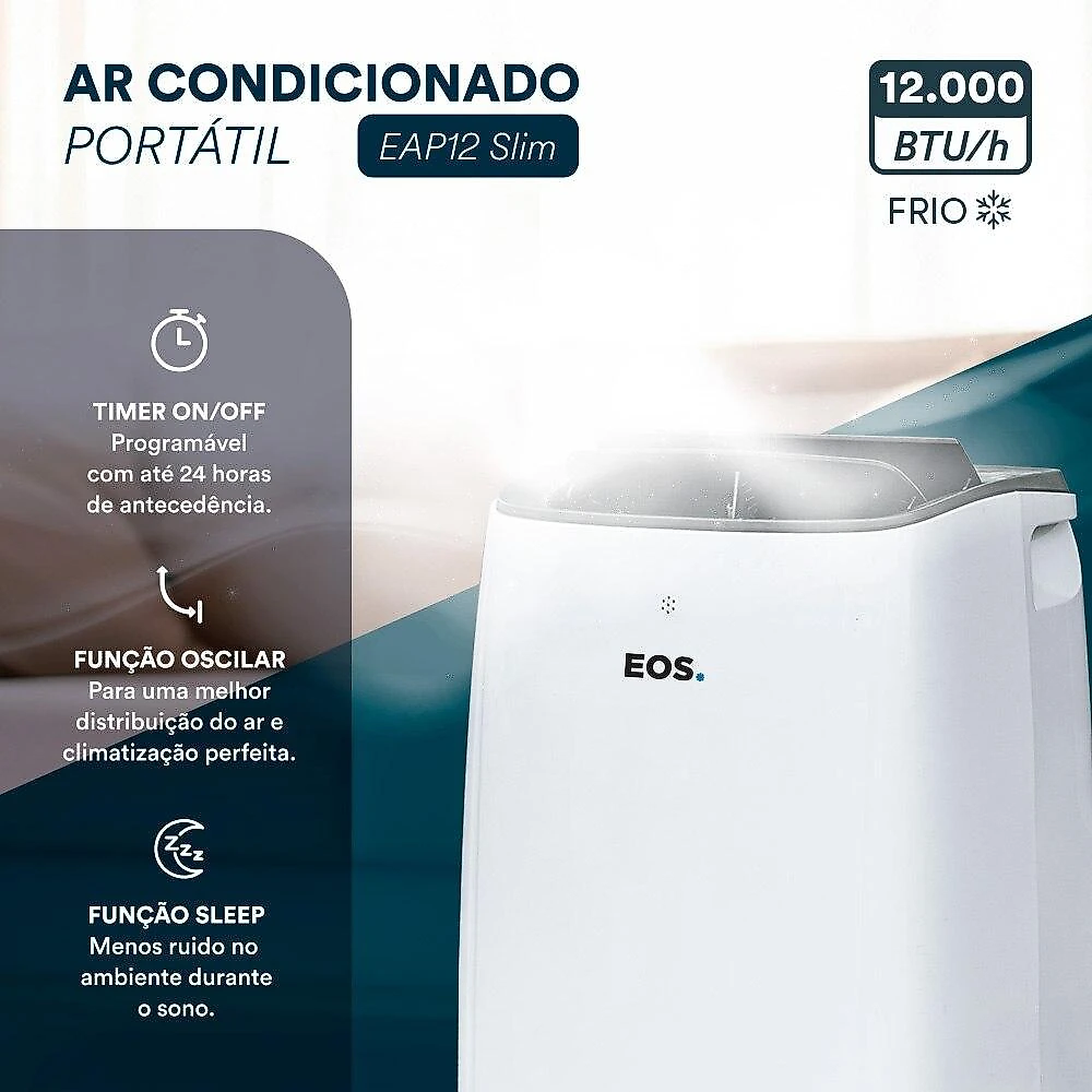 Ar-Condicionado Portátil 12000 BTUs EOS Slim EAP12F 220V