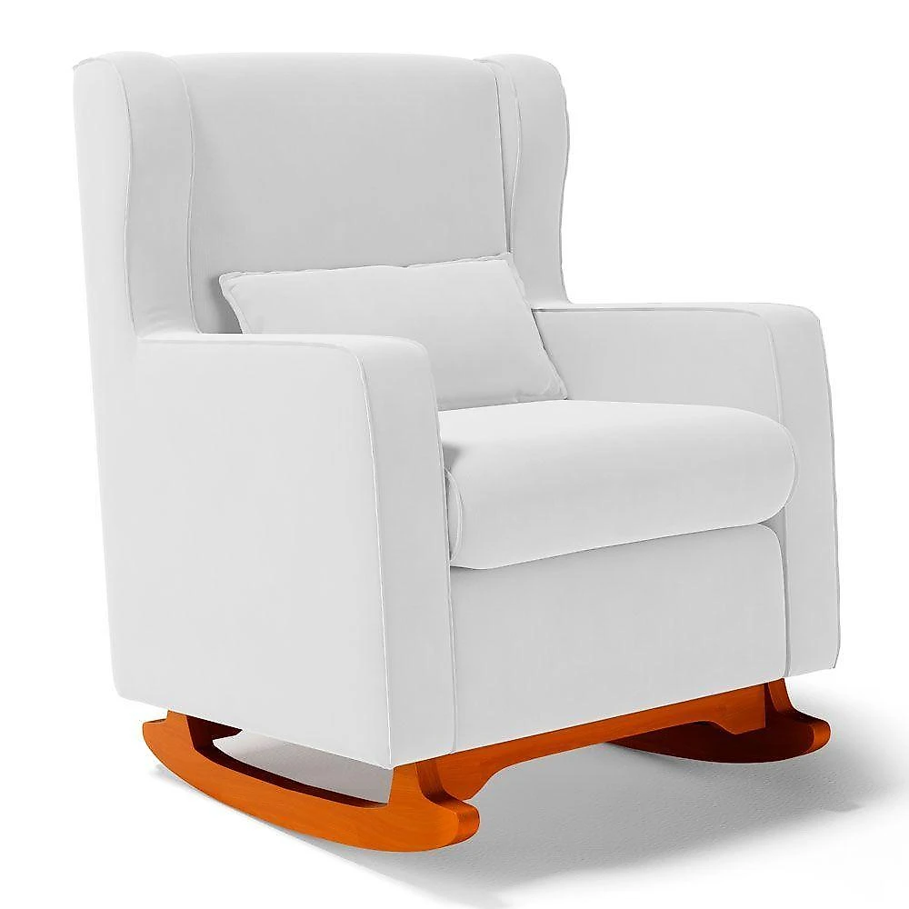 Poltrona Decorativa Zoe Base Balanço Couro Sintético Branco Abmaza