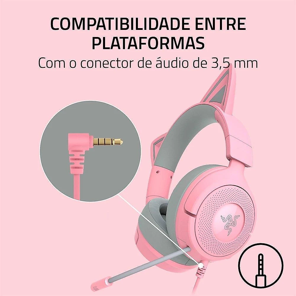 Headset Gamer Razer Kraken Kitty V3 X, RGB Chroma, Iluminação nas Orelhas, USB, Quartz - RZ04-05350100