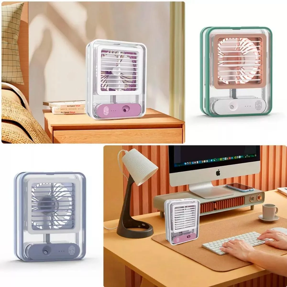 Miniatura Mini Ventilador Portátil Recarregável 3 Velocidades LED