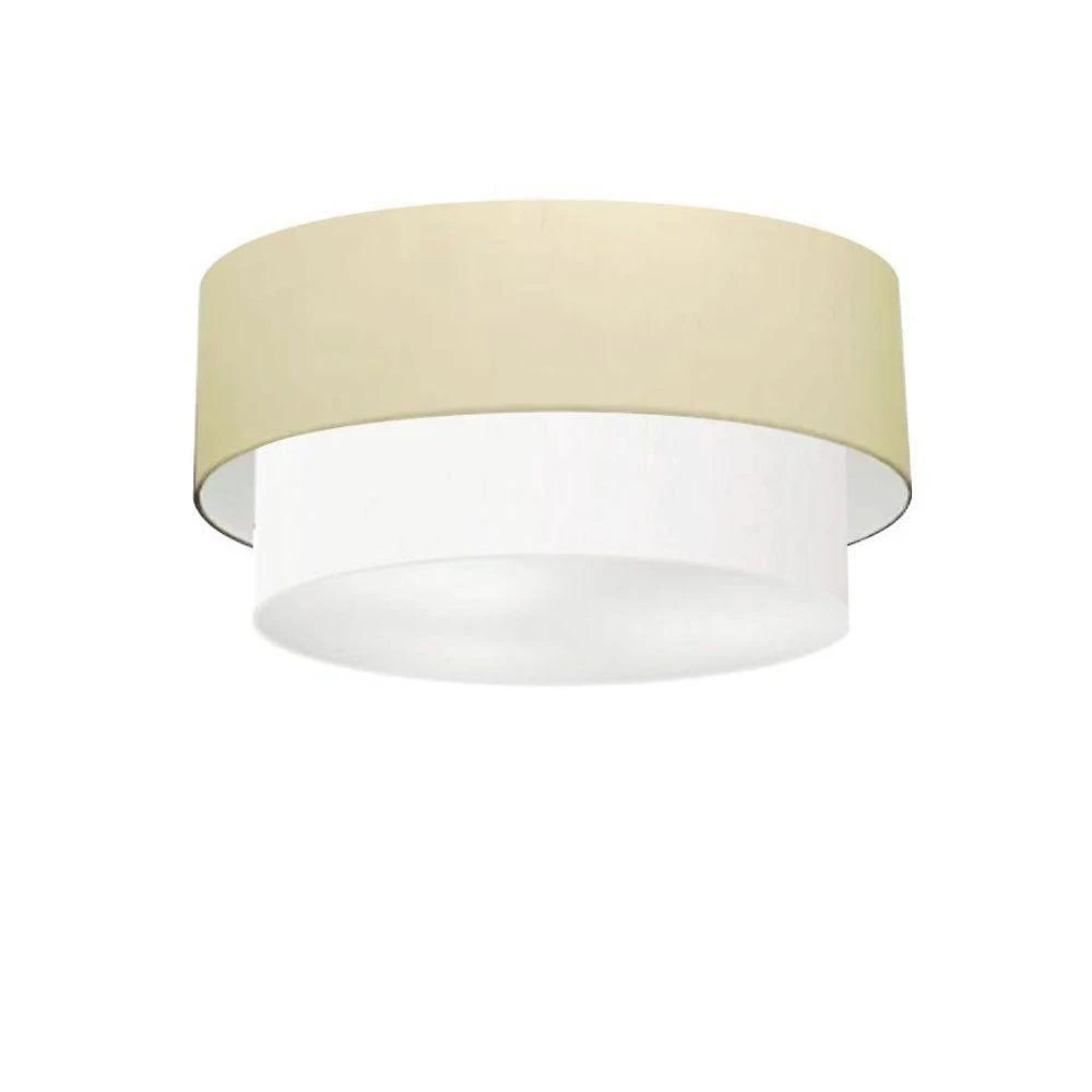 Plafon Duplo Cilíndrico Vivare Md-3062 Cúpula Em Tecido 45x40cm - Bivolt Algodão-crú-branco 127/220v