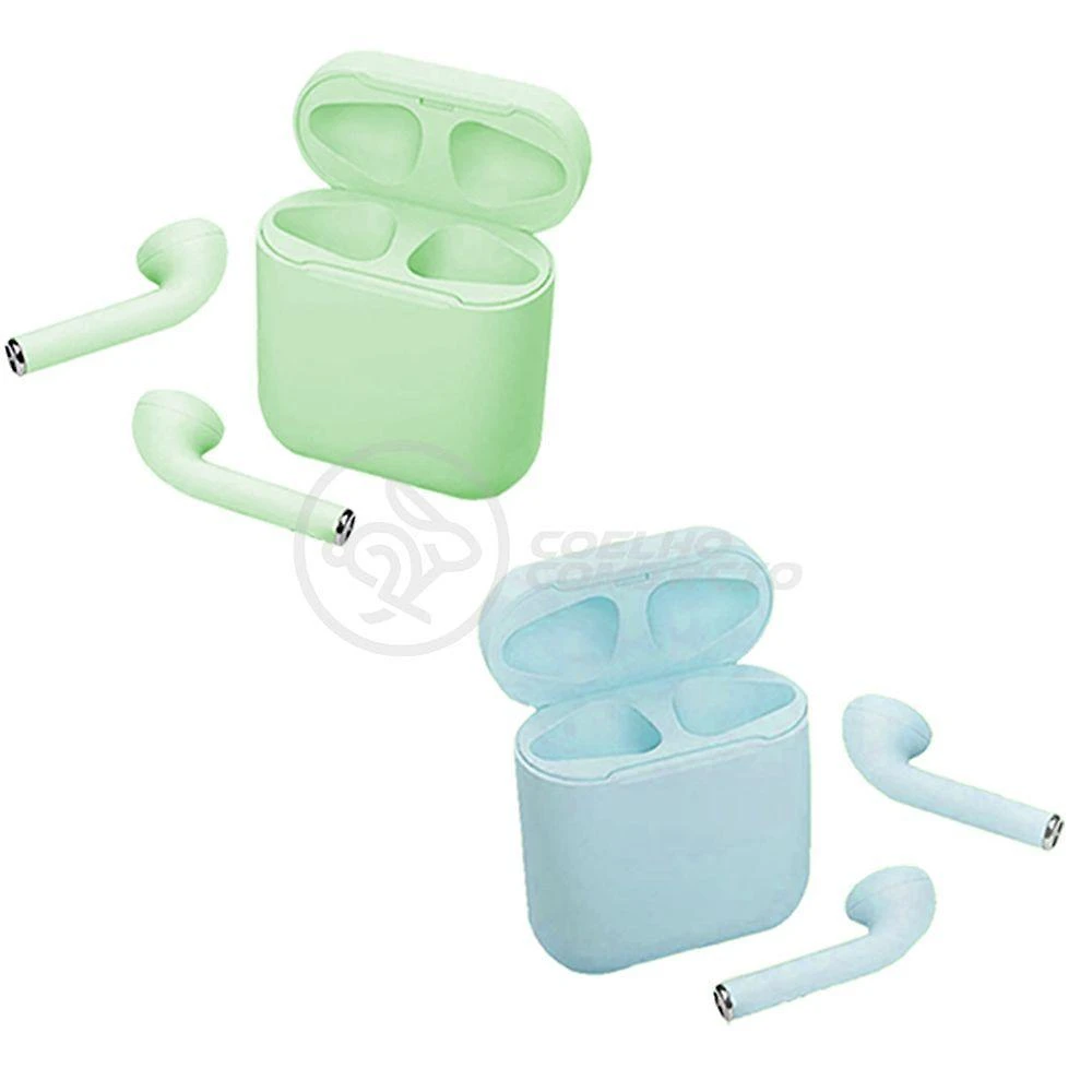 Kit Fone de Ouvido sem Fio Smart Bracelet Inpods 12 TWS Estéreo com Bluetooth V5.0 Verde e Azul
