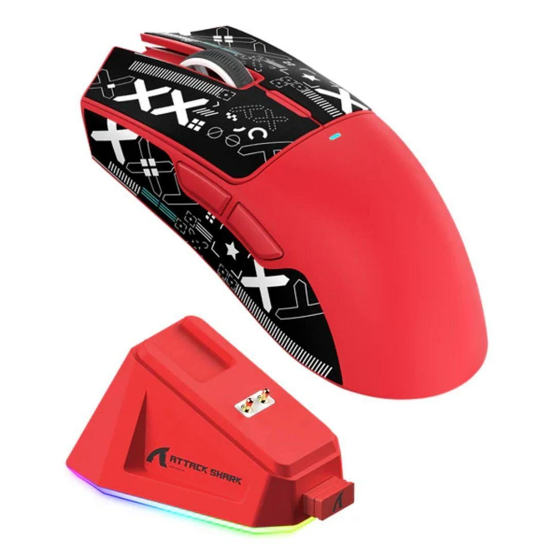 Miniatura Mouse Gamer Attack Shark X11, Red, 22000Dpi, Rgb, Tri-Mode