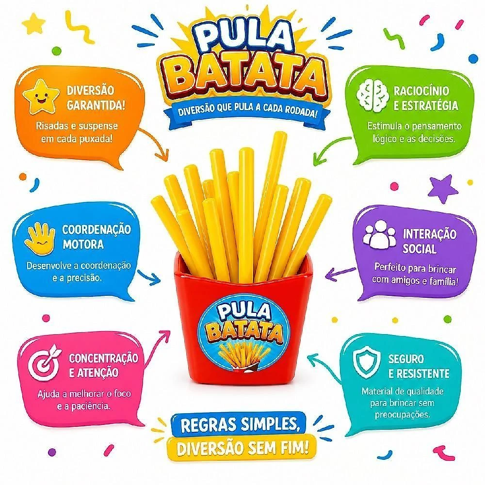 Jogo de Mesa Pula Batata Infantil Interativo Estimula Coordenacao Motora Colorido