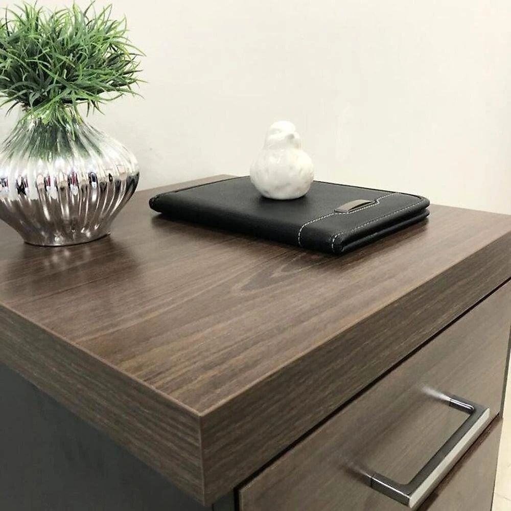 Conjunto Tamburato Mesa 1600 Gaveteiro Balcão 2 Portas Armário com Nicho e Balcão com Gavetas Charuto/Preto