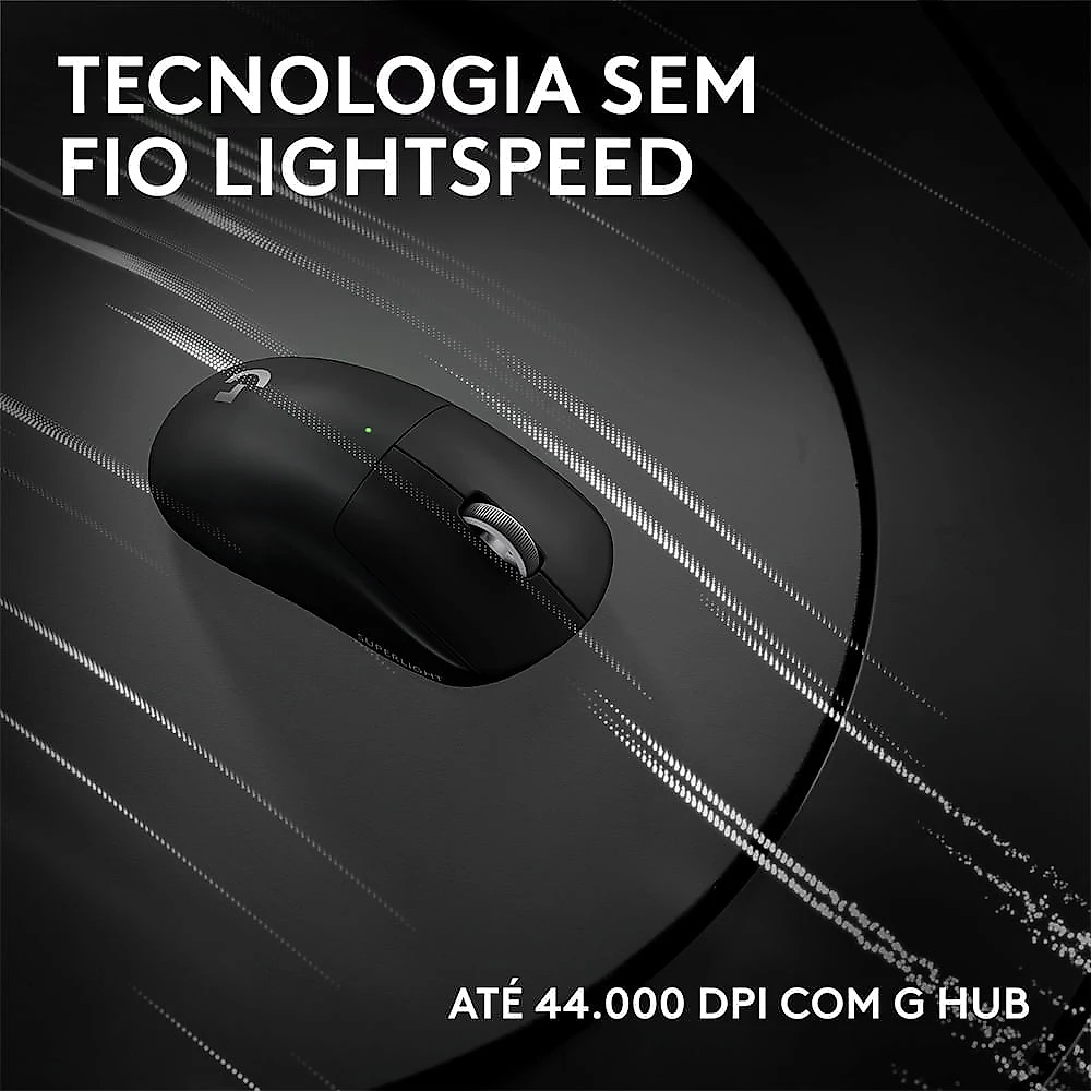 Mouse Gamer Sem Fio Logitech G Pro X Superlight 2c com 5 botões, Sensor 44K DPI, Atualização de até 8 kHz, Preto