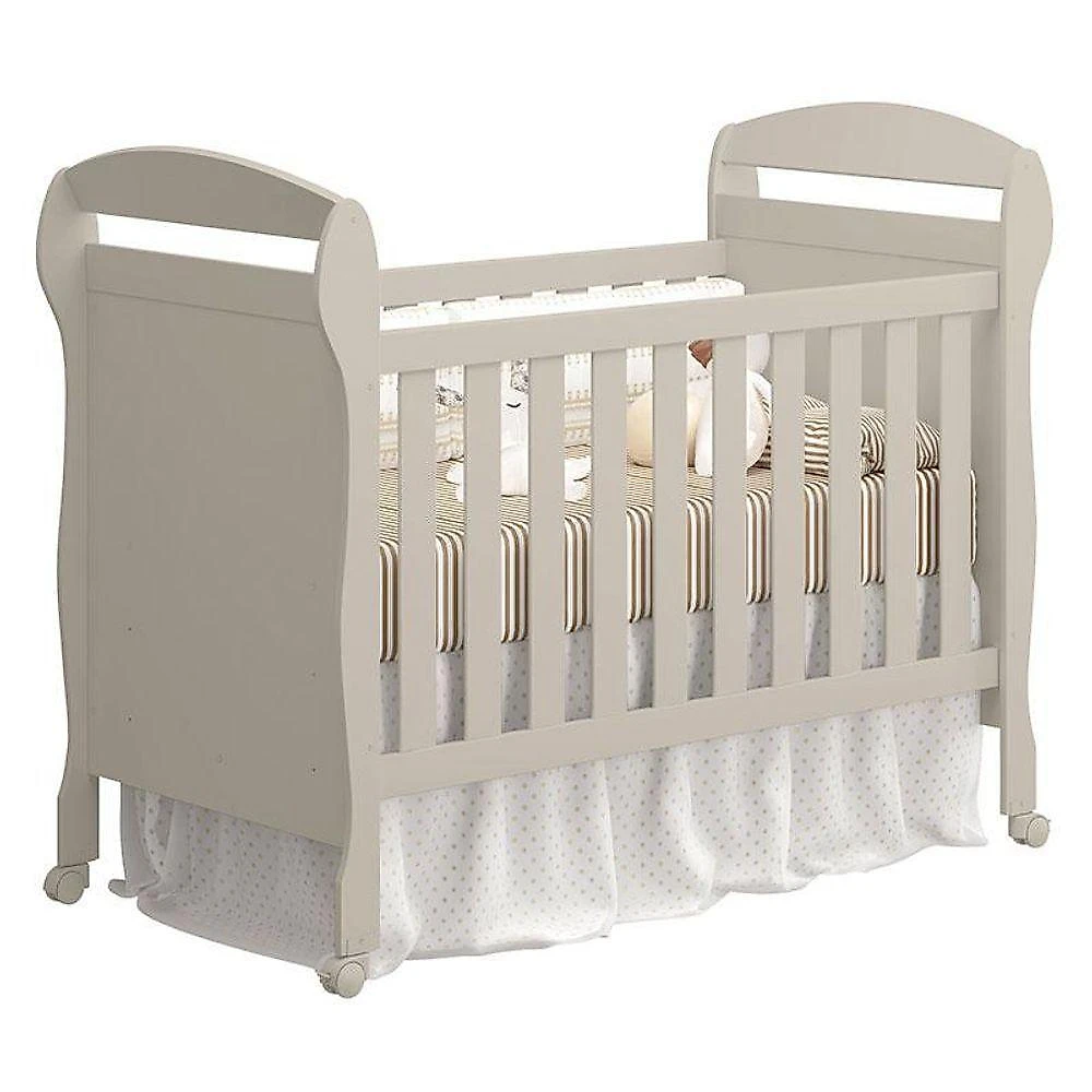 Quarto De Bebê Zaki Com Berço Americano Danny Areia Acetinado - Reller