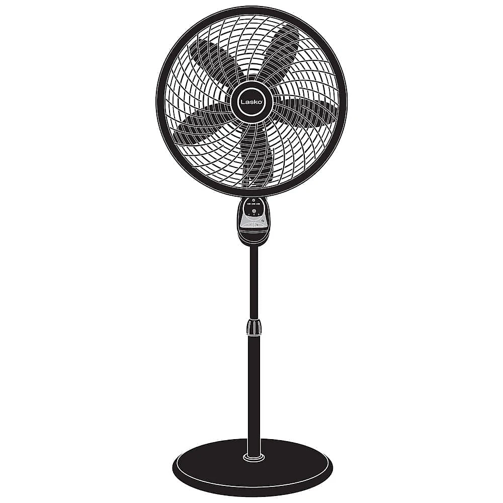 Ventilador Pedestal Oscilante com Altura Ajustável, Controle Remoto, Temporizador e 3 Velocidades, 110V 60W, Lasko, Preto 110v
