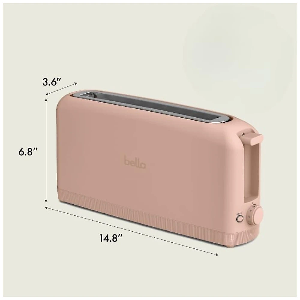 Torradeira Bella 2 Fatias Compacta, Controle de Tostagem com 6 Níveis, Fenda Extra Longa de 25cm, Bandeja Removível para Migalhas