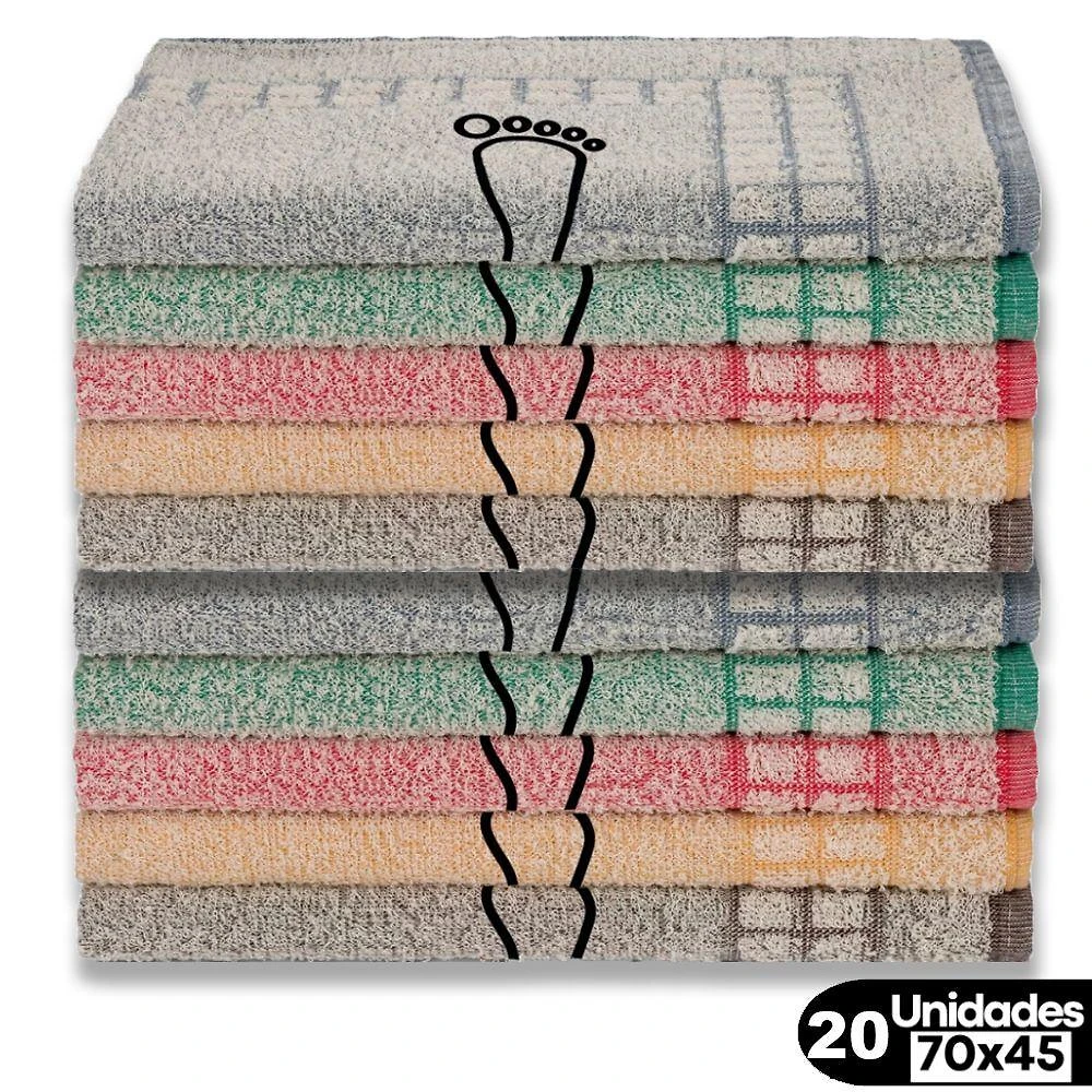 Kit Toalha de Piso Pezinho 100% Algodão 45x70CM 20 Peças Branco Toalhas Beka