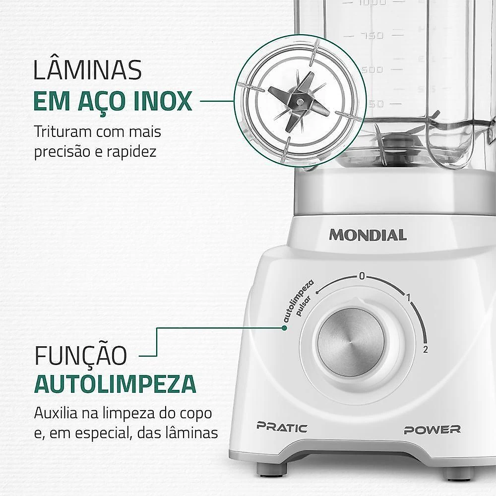 Liquidificador Pratic Power Mondial Branco L-97-W 60hz 220V