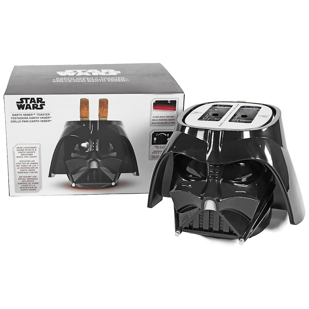 Torradeira 2 Fatias com Tema Star Wars Darth Vader, Acende Luz e Faz Sons, 110V 650W, Uncanny Brands, Preta 110v