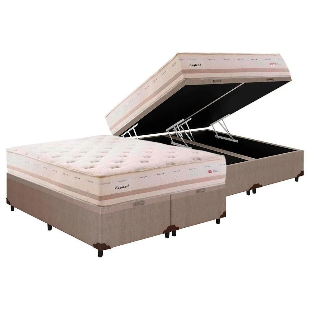 Cama Box com Baú Queen Corano Clean Euro Pillow Molas Ensacadas Bege Herval