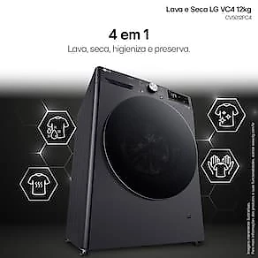 Lava e Seca LG 12Kg/7Kg Smart VC4 com Inteligência Artificial AI DD™ CV5012PC4 - Inox 110V