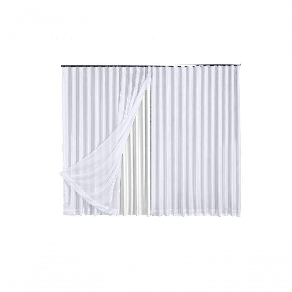 Cortina Microfibra Com Voil 5,00x2,80 Para Trilho Suíço branco