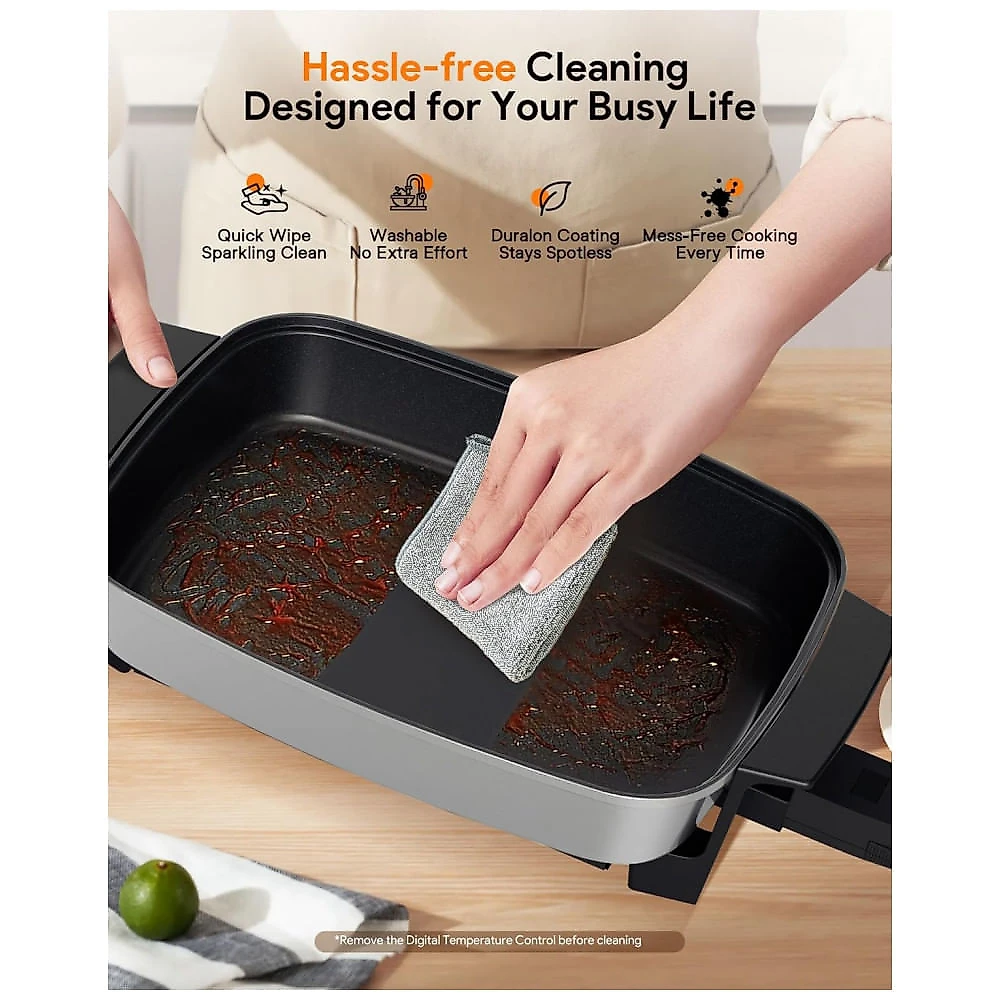 Panela Elétrica Skillet 7L Nuwave Medley XL Cinza Digital Antiaderente Cerâmica PFAS Free com Tampa de Vidro 110V