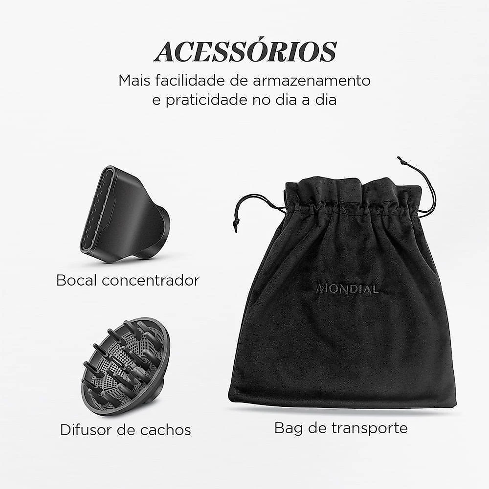 Secador mondial ultra sonic by juliette scp-ju-04-us bldc com cabo dobrável 220v