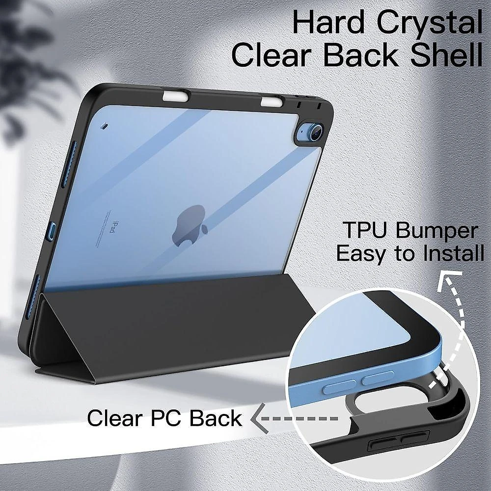 Capa Compatível Ipad A16 11a 10a Geração 2025 A 2022 Com Porta Pencil, Case Traseira Transparente E Fina à Prova De Choq