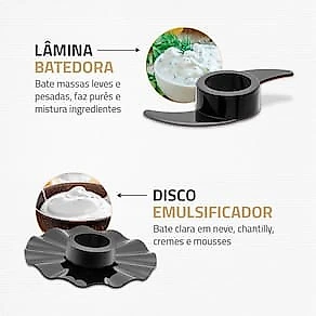 Multiprocessador de Alimentos Mondial Turbo Chef 9 em 1 MPN-01-BF 2 Velocidades + Pulsar 1000 W 110V