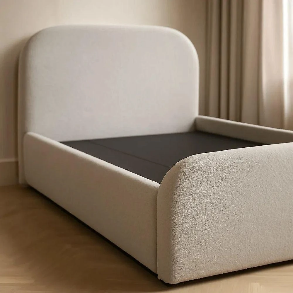 Cama Estofada King Exclusiva Luxo em MDF Eucalipto Linho Ocre Jasper Móveis