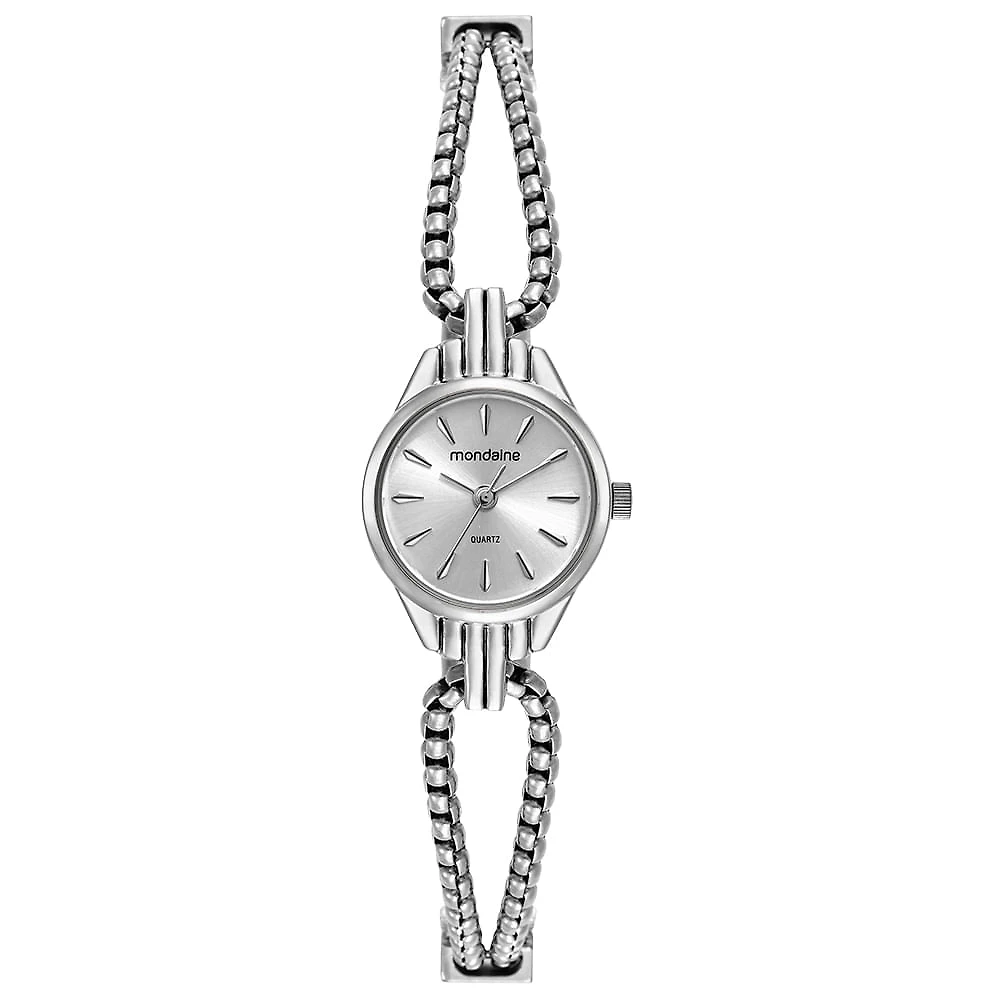 Relógio Feminino Mondaine Prata Aço Redondo Delicado 20mm