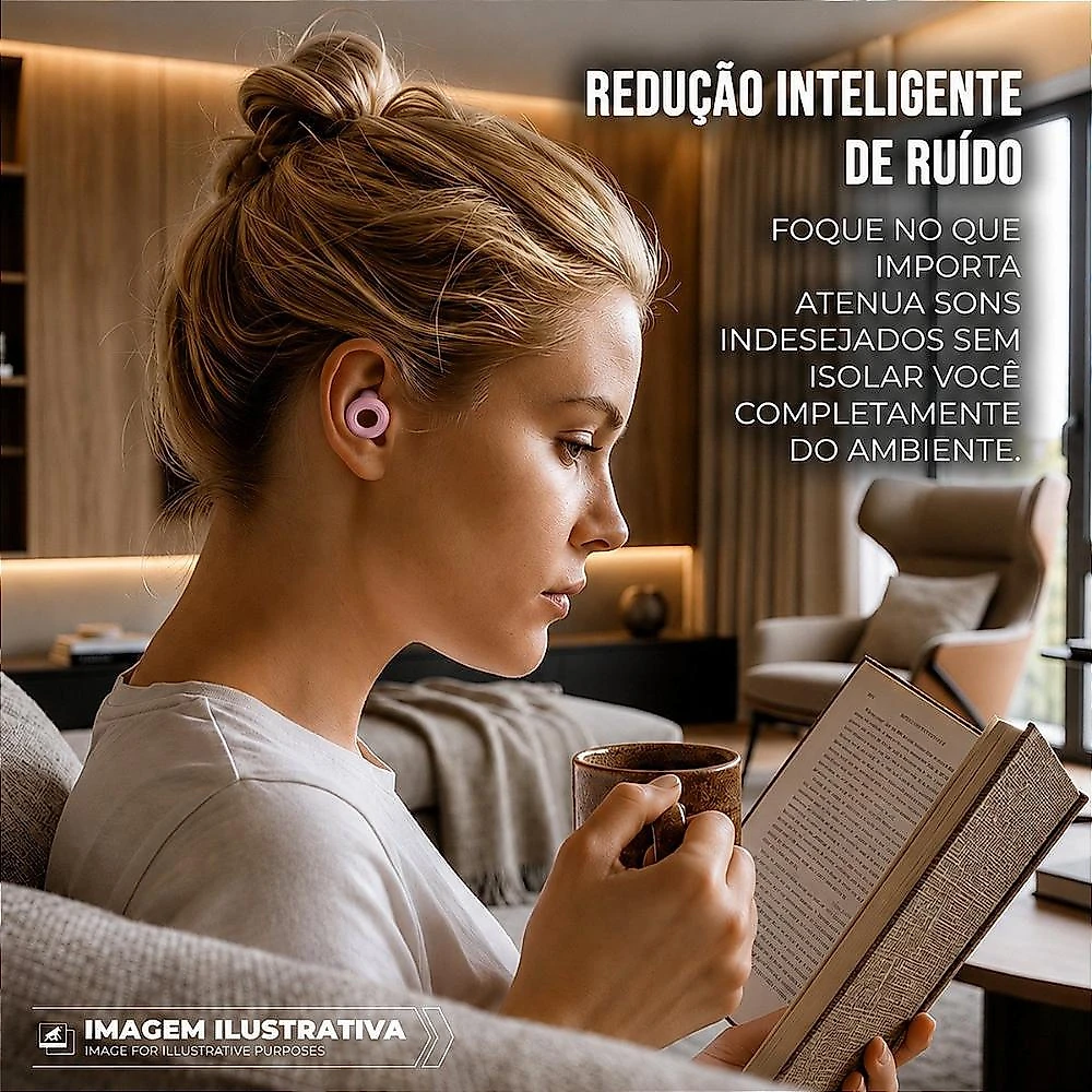 Tampão de Ouvido para Proteção Auricular Reutilizável em Silicone com 3 Tamanhos de Ponteiras - Rosa - Earplugs Shieeld Spirit - Gshield
