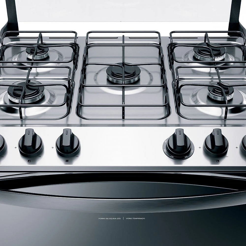 Fogão de Piso 5 Bocas Brastemp BFS5NCR com Acendimento Automático Inox - Bivolt