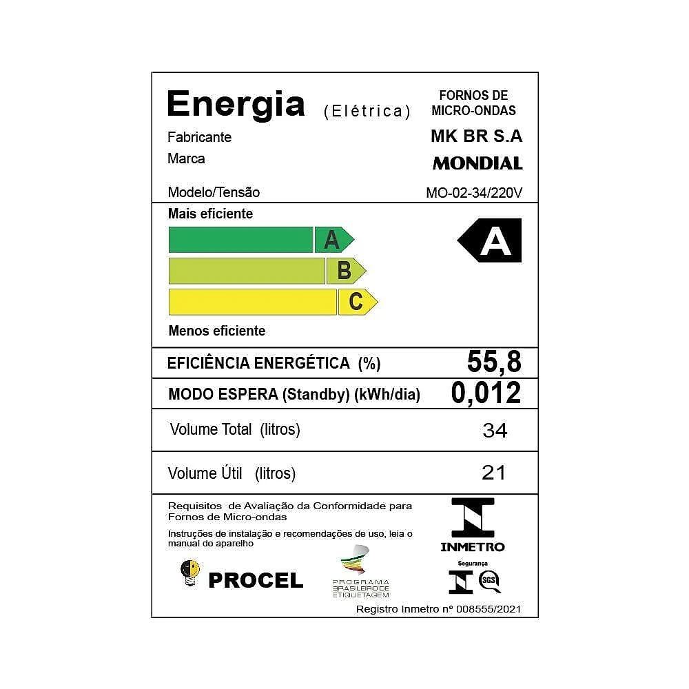 Forno de micro-ondas mondial line mo-02-34-e com função manter aquecido cinza espelhado - 34l 110