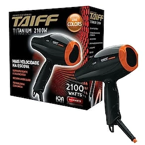 Secador de Cabelos Taiff Titanium Colors com Emissão de Íons Motor AC Profissional Preto/Laranja 2100W 110V
