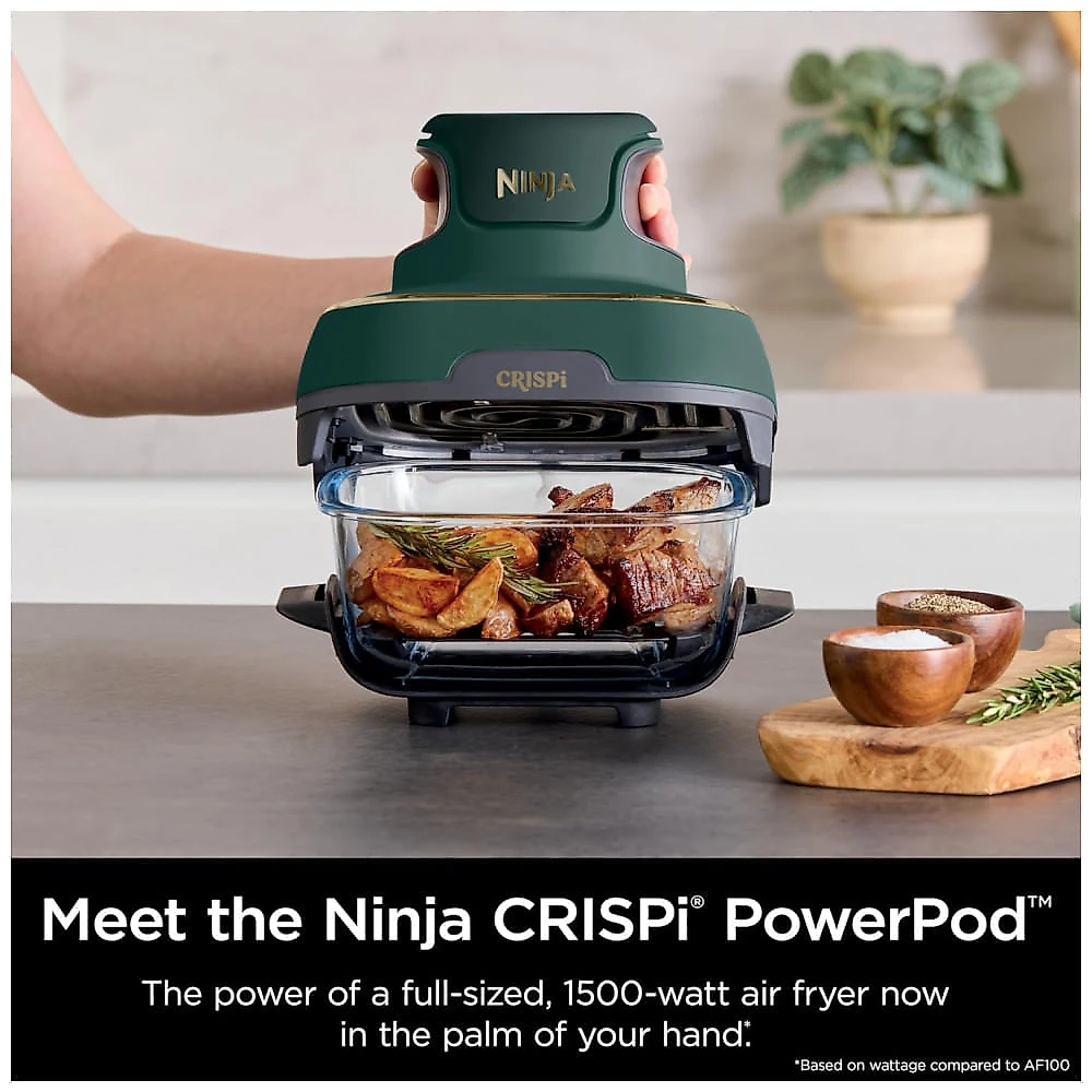 Ninja Crispi Air Fryer Fritadeira 5 em 1, 3,78 litros, 2,36 litros, 6 Copos de Vidro com Placas Crocantes e Tampas de Armazenamento