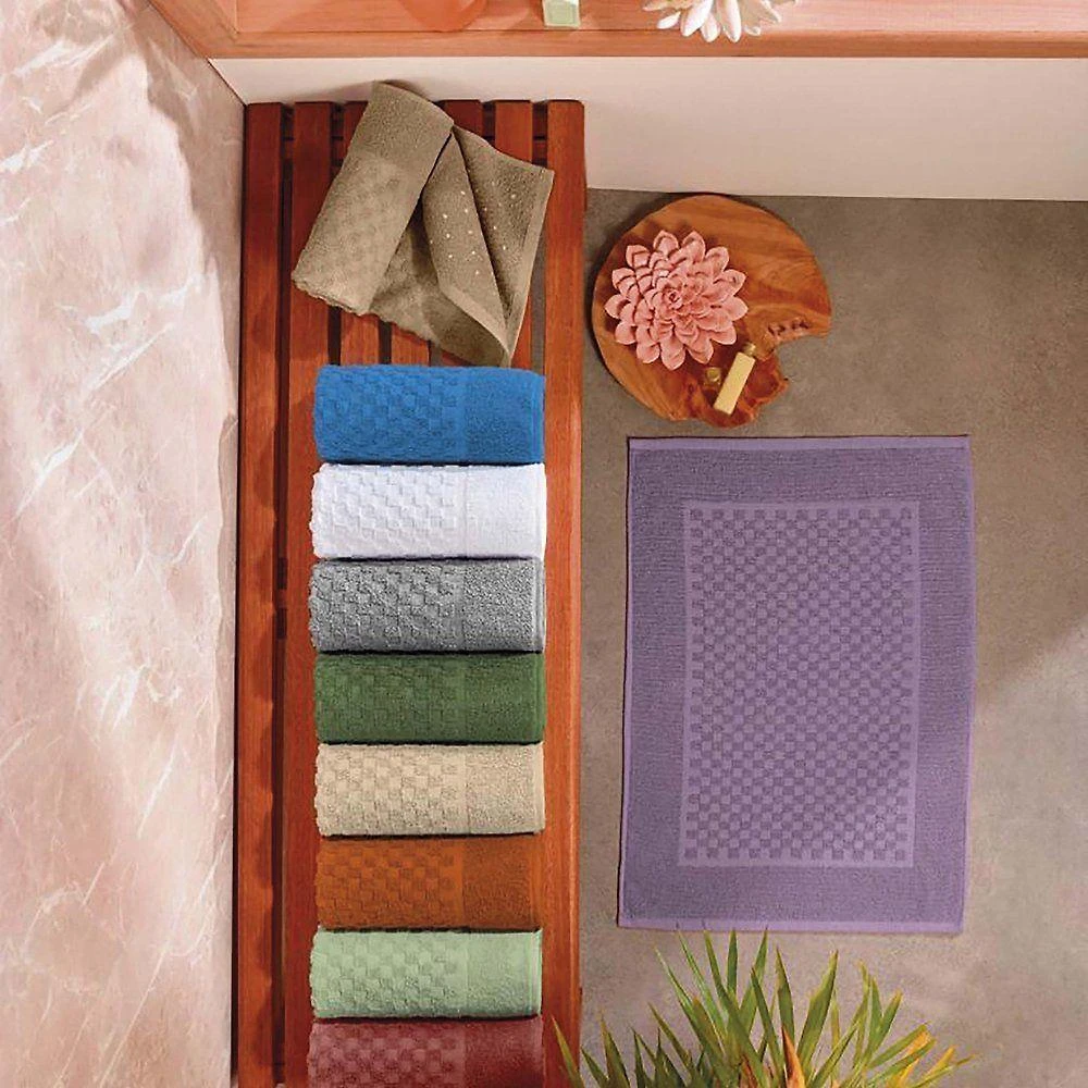Toalha De Piso Horus 70x50 Cm Antiderrapante 1 Peça 100% Algodão - Damasco