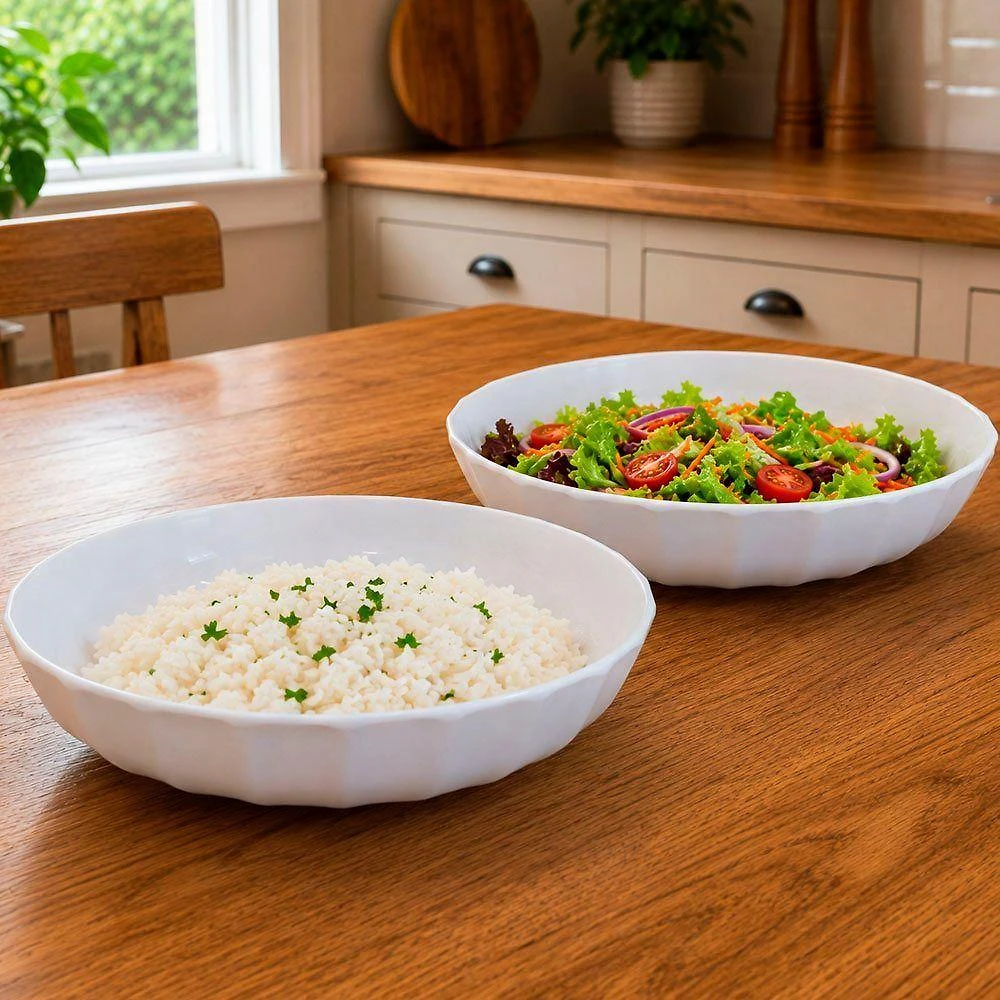 Tigela Saladeira Bowl Gourmet para Servir em Melamina Resistente a Impactos Branco Bon Gourmet