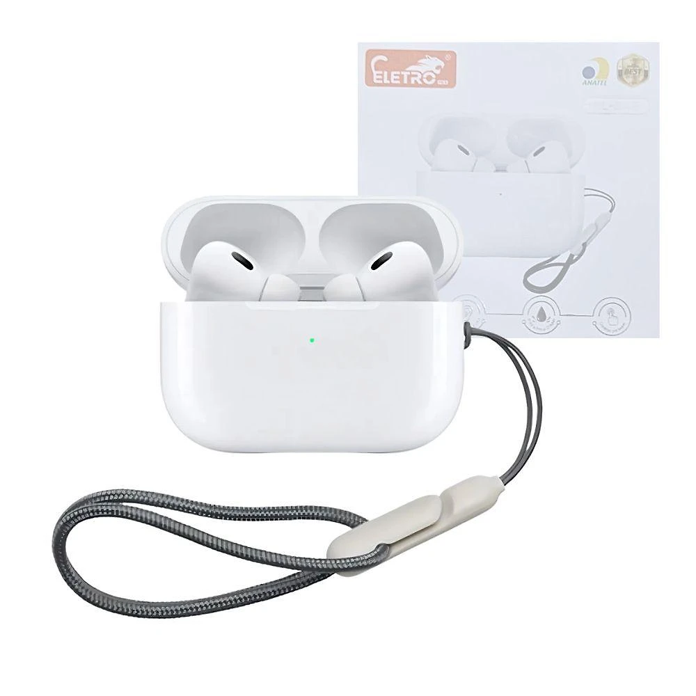 Fone de Ouvido Bluetooth Eletromex EL-BA5 com Alça e Case de Carregamento Branco