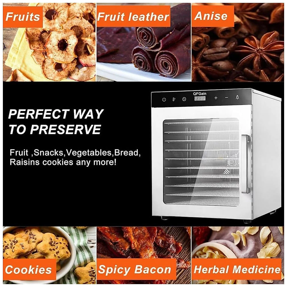Desidratador de Alimentos ZZBSOD 10 Bandejas 1000W Inox com Timer 110V