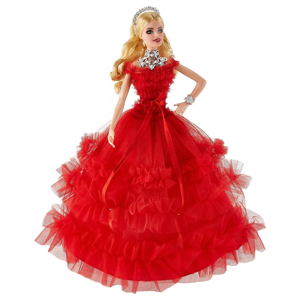 Boneca Barbie 2018 Holiday 29 cm Loira Aba Roxa Série Signature