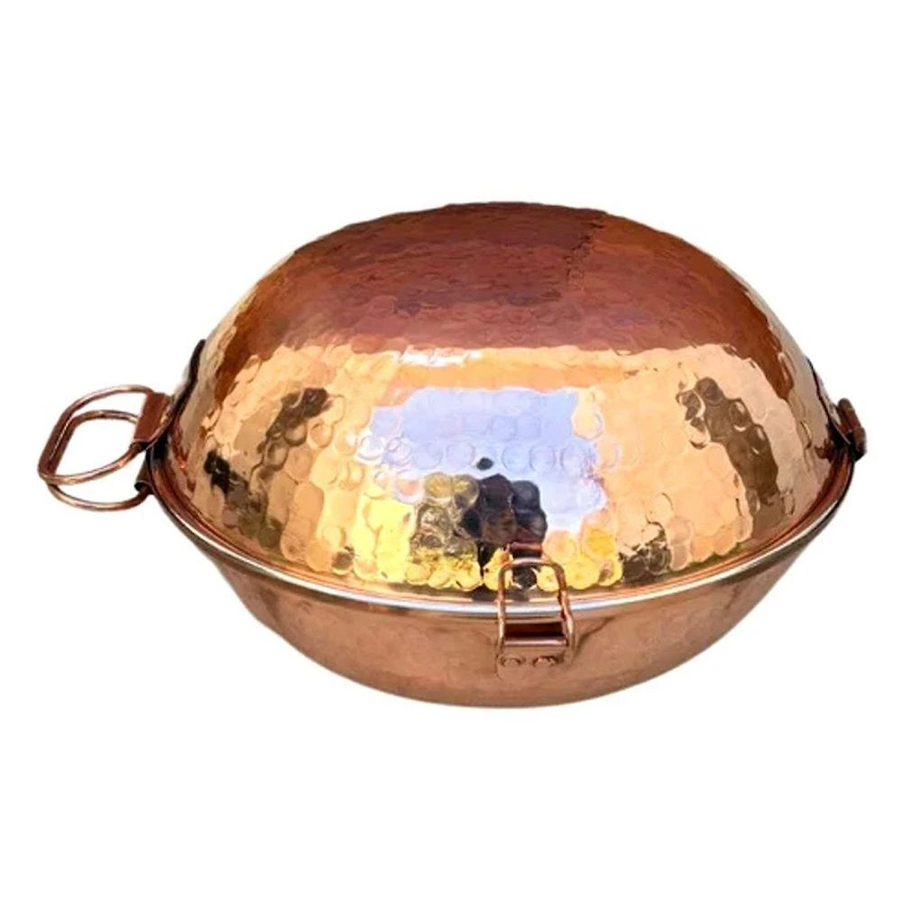 Panela Portuguesa Cataplana PANPORT-5L de Cobre Martelada 5L Estanhada Mais Sul Artesanato