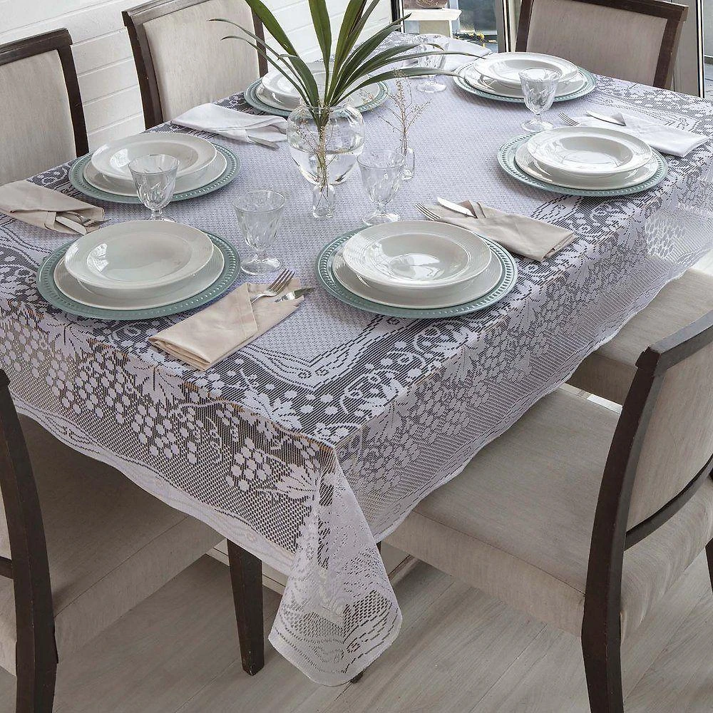 Toalha De Mesa Uva Em Renda Quadrada 1,60m X 1,60m 100% Poliéster - Uva
