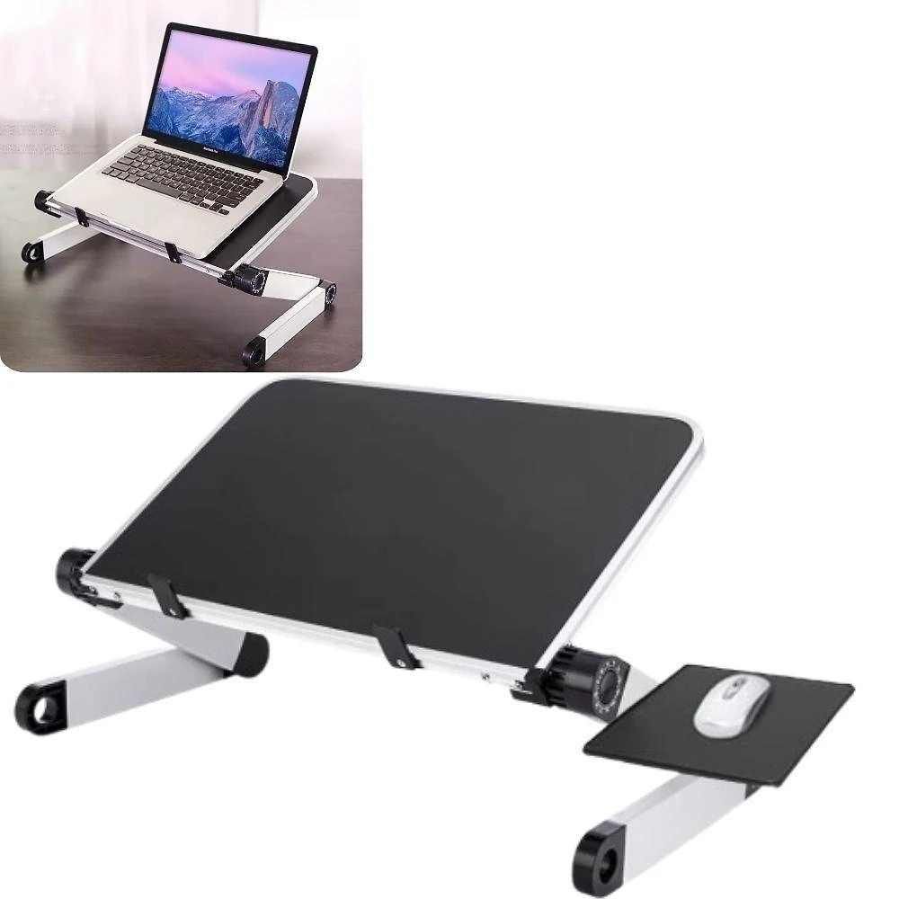 Mesa Notebook Dobrável em Alumínio com Mousepad Articulado 360 graus  Preto Yeet