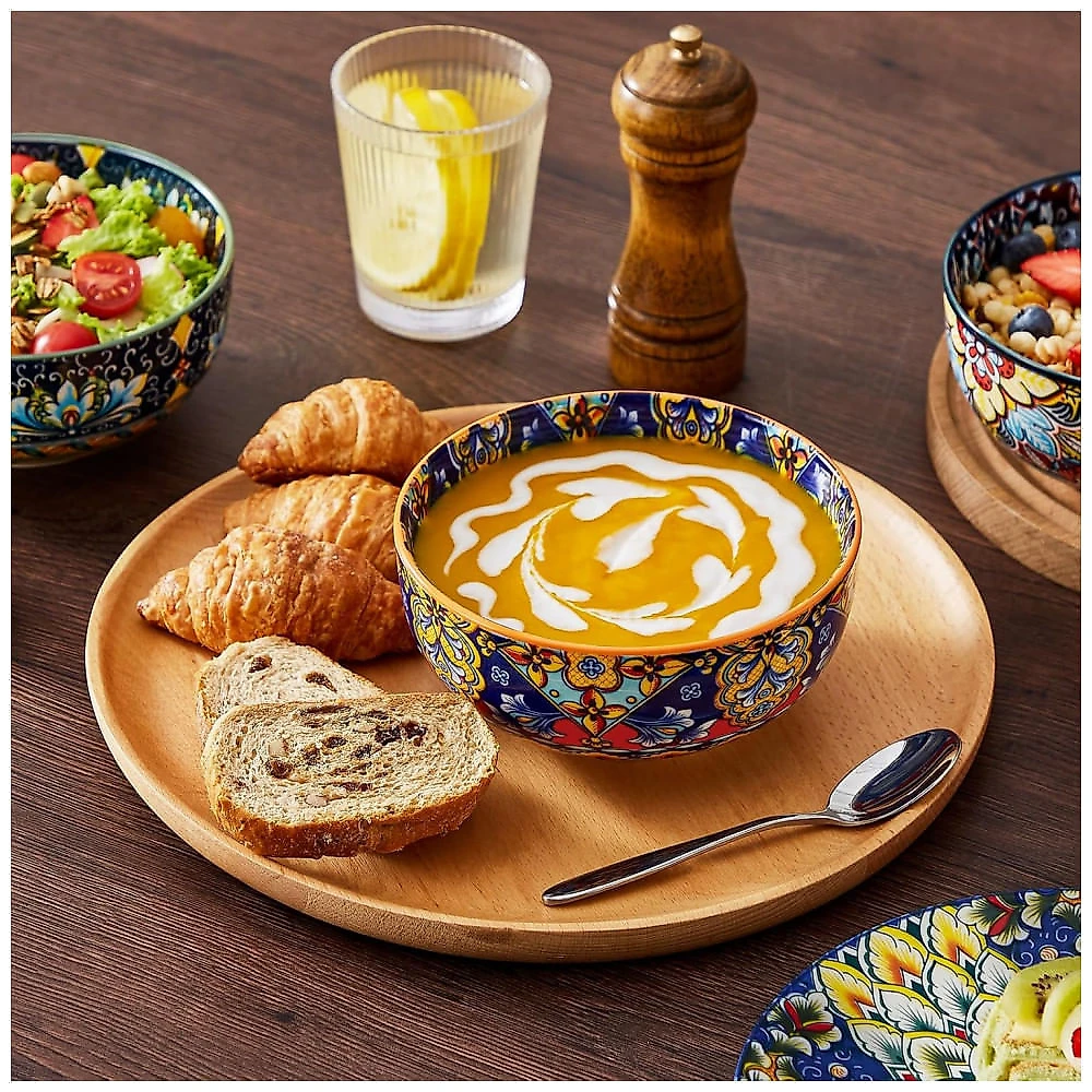 Conjunto de Jantar Vancasso 18 Peças, Pratos e Tigelas de Porcelana para 6 Pessoas, Resistente a Micro-ondas e Lava-louças, Estilo Bohemian, Serviço d Conjunto de Jantar Vancasso 18 Peças, Pratos e Tigelas de Porcelana para 6 Pessoas, Resistente a Micro-ondas e Lava-louças, Estilo Bohemian