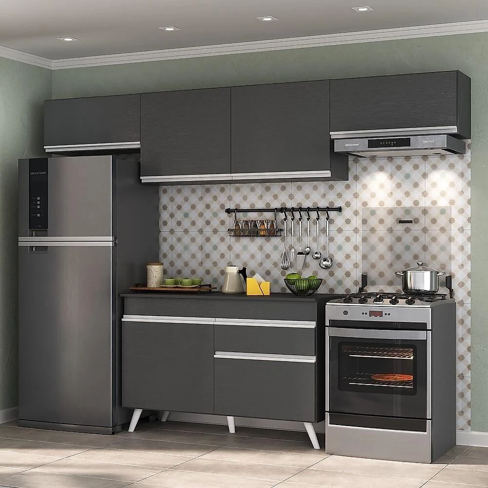 Armário De Cozinha Compacta 260cm Multimóveis V3697 Branco