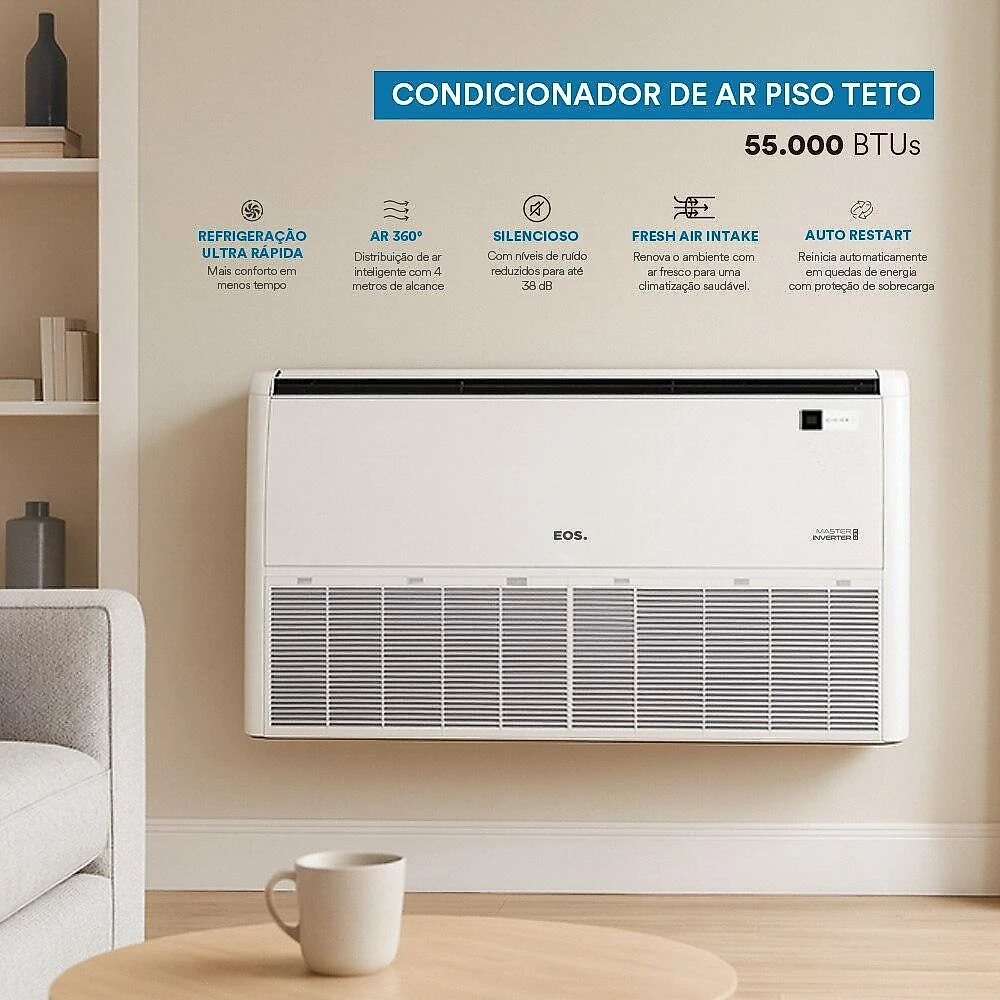 Ar-Condicionado Split Inverter Piso Teto 55000 BTUs EOS Master Inverter Pro Só Frio EASMPT55000F 220V