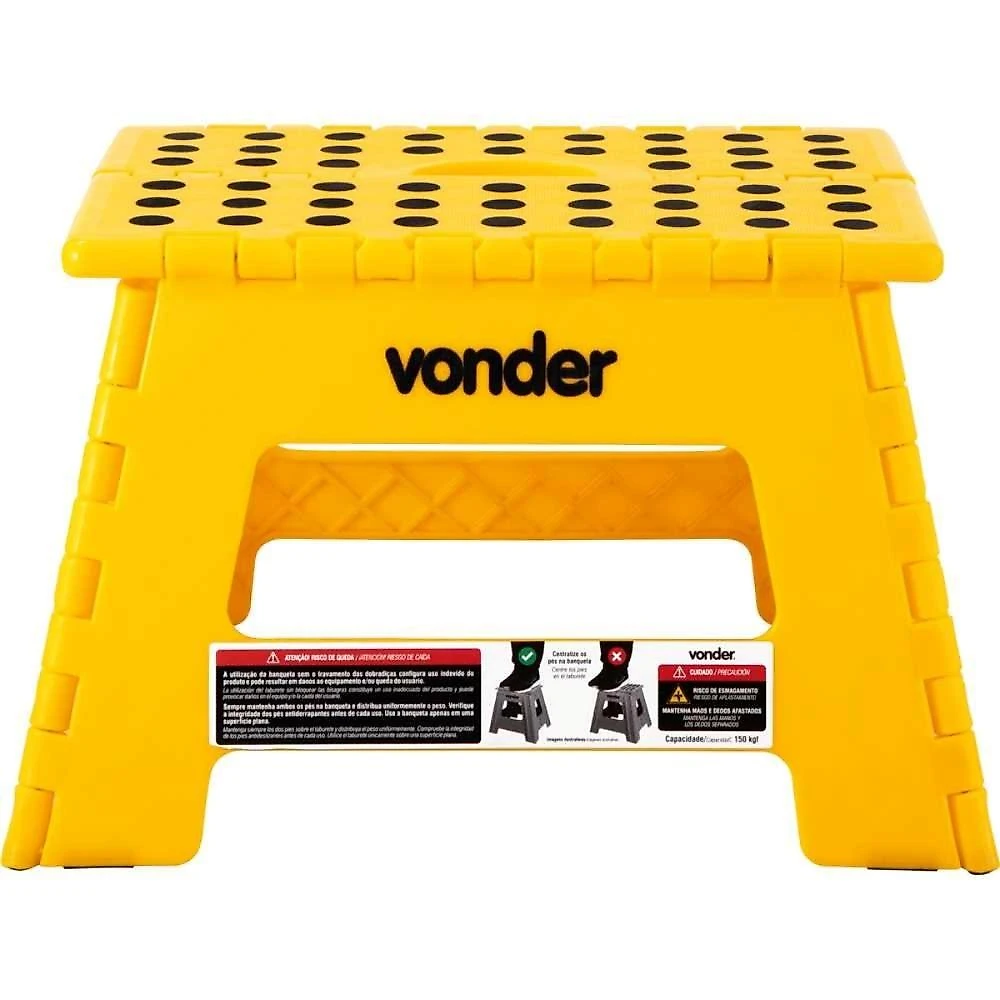 Banqueta plástica dobrável amarela altura 220 mm vonder