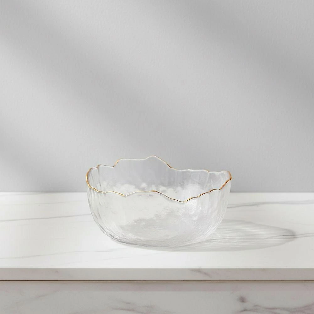 Bowl Taj de Cristal Martelado com Borda Dourada para Mesa de Transparente Wolff Kit com 12 webcontinental-7893015509537