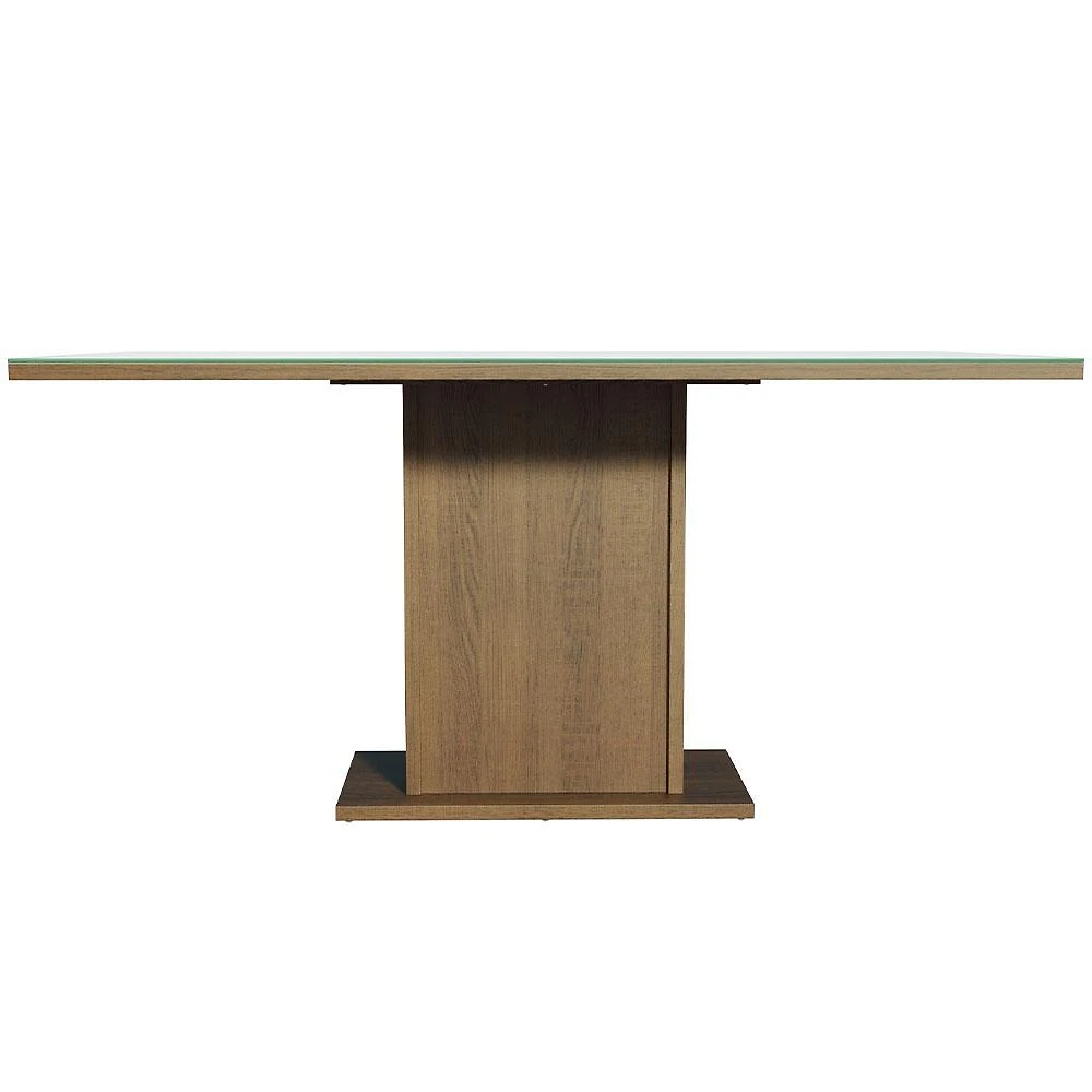 Mesa madesa retangular tampo de vidro 5275 - rustic/branco