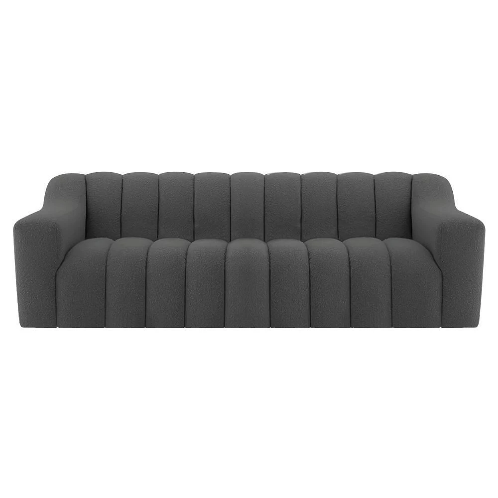 Miniatura Sofá 2 Lugares Luxo Recepção Escritorio Sala Elegance 150cm Linho Cor Cinza Escuro