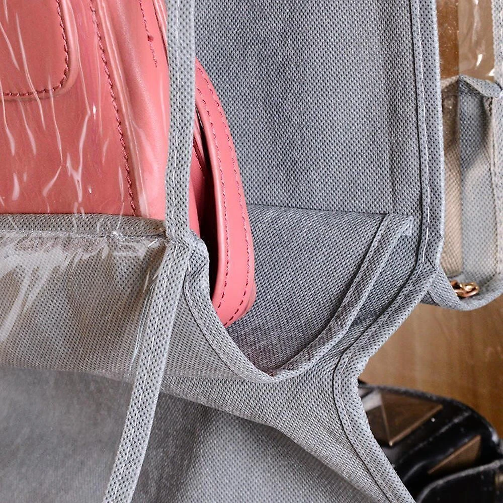 Organizador De Bolsa Cabideiro Para Guarda Roupa Armario Com 6 Bolsos Divisorias Transparente