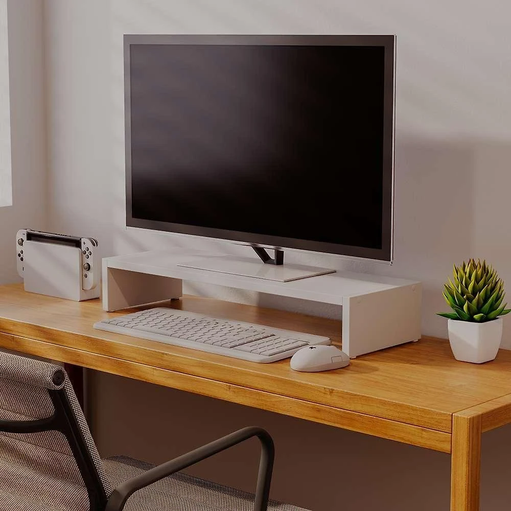 Suporte para Monitor Suporte para Monitor Madeira Branco Organiza Mesa com Espaço Interno Branco