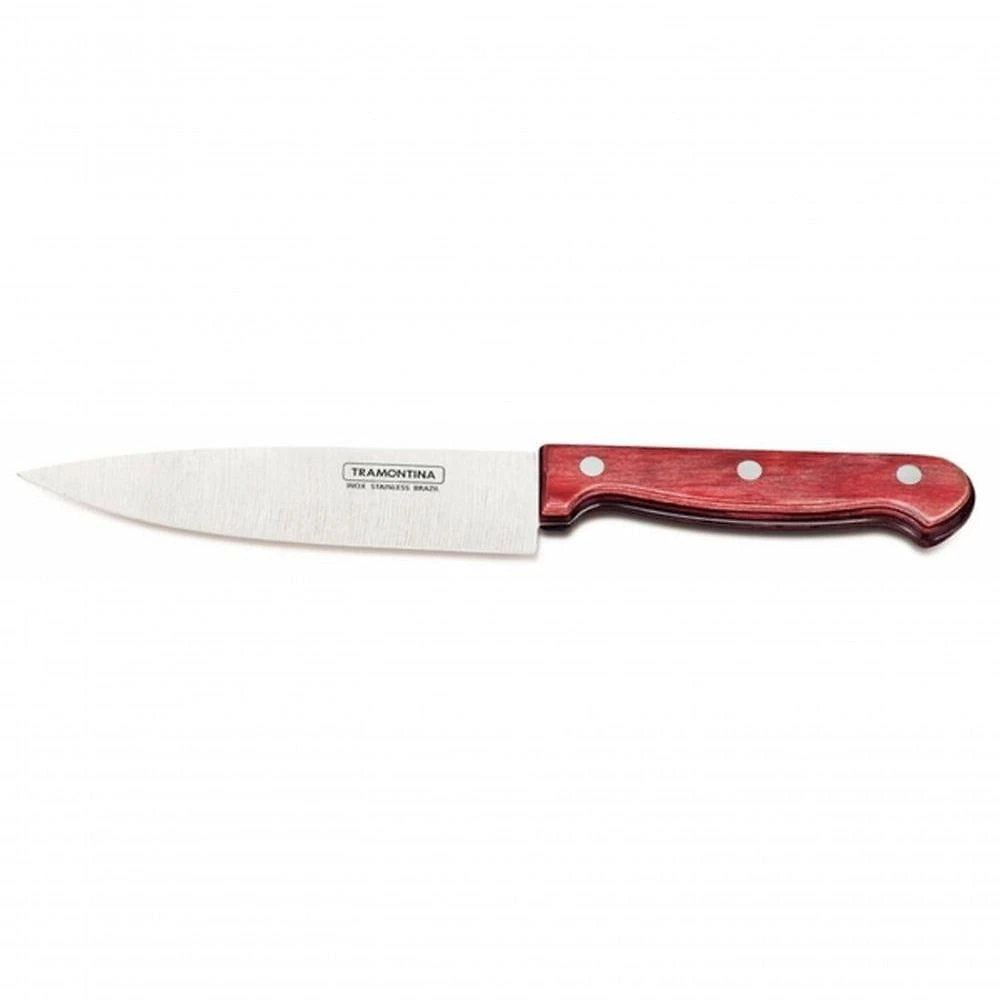 Faca Chef Tramontina Polywood 6 Aço Inox Vermelho